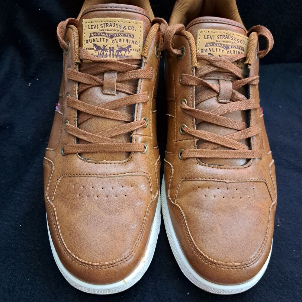 Levi's Mens 51885509H Brown Synthetic Leather Low Top Sneakers Size 11 Casual